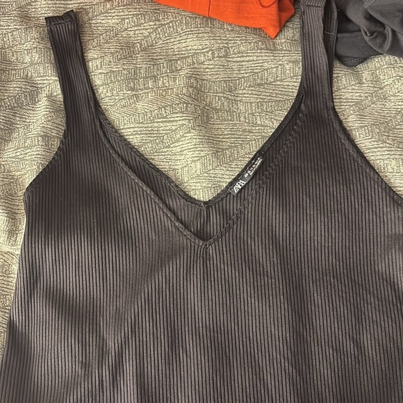 Zara Black Ribbed Women's Top - Picture 4 of 4